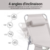 SoBuy OGS35-MIx2 Lot de 2 Transats de Jardin Pliable avec Oreiller et Poche Latérale, Chaise Longue Relax, Design Fonctionnel – L155×P56×H81 cm, Beige