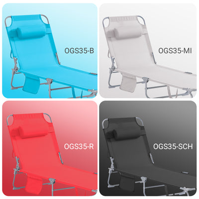 SoBuy OGS35-MIx2 Lot de 2 Transats de Jardin Pliable avec Oreiller et Poche Latérale, Chaise Longue Relax, Design Fonctionnel – L155×P56×H81 cm, Beige