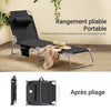SoBuy OGS35-SCHx2 Lot de 2 Transats de Jardin Pliable avec Oreiller et Poche Latérale, Chaise Longue Relax, Design Fonctionnel – L155×P56×H81 cm, Noir