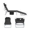 SoBuy OGS35-SCHx2 Lot de 2 Transats de Jardin Pliable avec Oreiller et Poche Latérale, Chaise Longue Relax, Design Fonctionnel – L155×P56×H81 cm, Noir