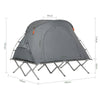 SoBuy OGS60-L-HG Lit de Camping 2 Personnes 3 en 1 – Toit Anti-UV, Matelas Gonflable Intégré, Charge 300 kg, Sac à Roulettes, Gris