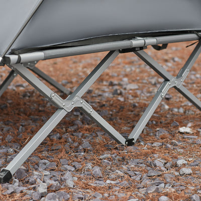SoBuy OGS60-L-HG Lit de Camping 2 Personnes 3 en 1 – Toit Anti-UV, Matelas Gonflable Intégré, Charge 300 kg, Sac à Roulettes, Gris