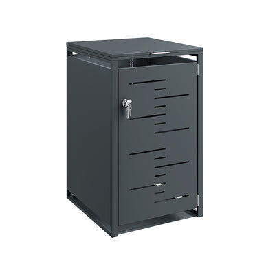 SoBuy OGS63-DG Cache-Poubelle Extérieur 240 L à Couvercle Hydraulique – Armoire Métallique Verrouillable, Amortisseurs – 69×80×116 cm, Anthracite