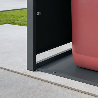 SoBuy OGS63-DG Cache-Poubelle Extérieur 240 L à Couvercle Hydraulique – Armoire Métallique Verrouillable, Amortisseurs – 69×80×116 cm, Anthracite