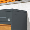 SoBuy OGS67-N Boîte aux Lettres avec Compartiment Colis Sécurisée – Serrure à Code et Clé, Acier Anthracite Aspect Bois, 3 Portes – 55×41,3×112 cm, Charge 40 kg