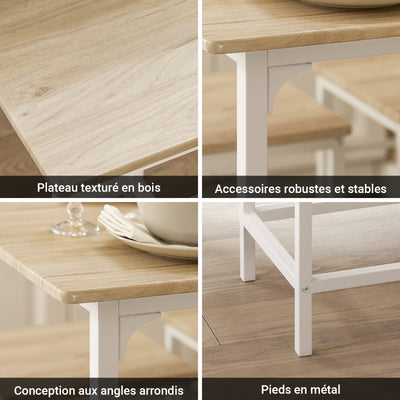 SoBuy OGT11-WN Table Haute avec 4 Tabourets – Mange-Debout Industriel 100×60 cm, Blanc/Naturel
