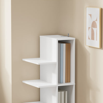 SoBuy STR14-W Étagère Murale Blanche 5 Niveaux – Bibliothèque de Rangement à 5 Plateaux pour Bureau et Salon – 30×32,5×110,5 cm, Charge 45 kg