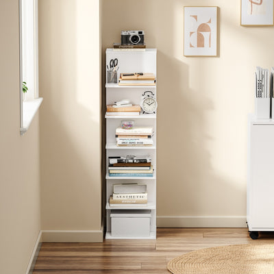SoBuy STR14-W Étagère Murale Blanche 5 Niveaux – Bibliothèque de Rangement à 5 Plateaux pour Bureau et Salon – 30×32,5×110,5 cm, Charge 45 kg