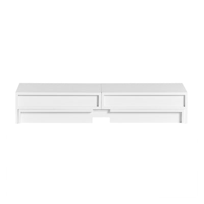 SoBuy BBF04-W Rehausseur Écran PC Bureau avec 2 Tiroirs Support Écran PC Rehausseur Ordinateur Portable Support Moniteur Réglable Blanc 60–107x22x11cm