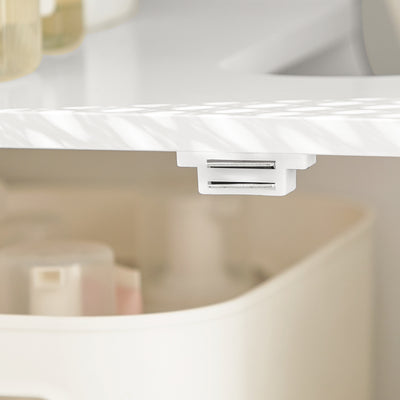 SoBuy BZR35-W Meuble sous Lavabo Salle de Bain Meuble Lavabo avec 2 Portes et Étagère Petit Meuble Salle de Bain avec Panneaux en Treillis pour Vasque ou Lavabo Blanc 50x60x33 cm