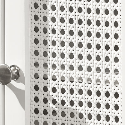 SoBuy BZR35-W Meuble sous Lavabo Salle de Bain Meuble Lavabo avec 2 Portes et Étagère Petit Meuble Salle de Bain avec Panneaux en Treillis pour Vasque ou Lavabo Blanc 50x60x33 cm