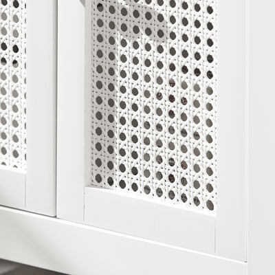 SoBuy BZR35-W Meuble sous Lavabo Salle de Bain Meuble Lavabo avec 2 Portes et Étagère Petit Meuble Salle de Bain avec Panneaux en Treillis pour Vasque ou Lavabo Blanc 50x60x33 cm