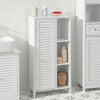 SoBuy BZR39-W Meuble de Salle de Bain Haut – Armoire de Salle de Bain Étroit avec Porte Lamellée et 3 Étagères – Placard de Rangement pour Cuisine, Toilette, Blanc, 48 x 96 x 24cm