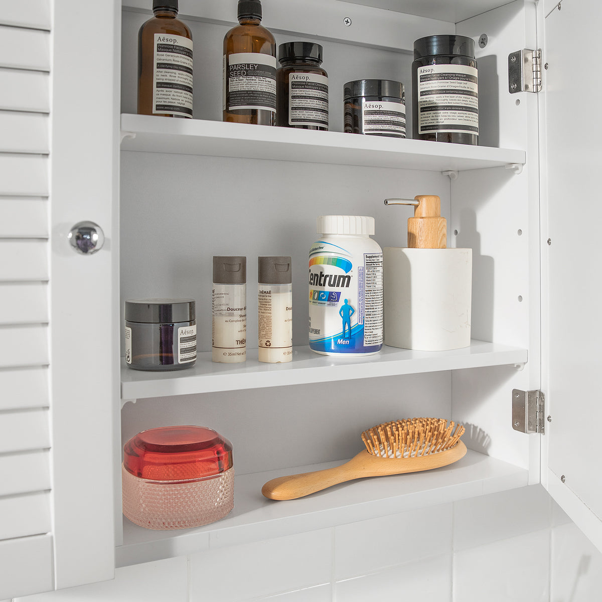 SoBuy BZR55-W Armoire Miroir Meuble Haut de Salle de Bain Armoire Suspendue avec Porte Miroir Commode Meuble de Rangem