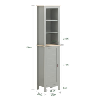 SoBuy BZR68-HG Colonne Salle de Bain Rangement Fonctionnel et Compact, pour Salle de Bain et WC, Rangement Optimisé, Design Fonctionnel – L39×P30×H169 cm, Gris