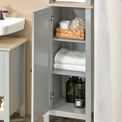 SoBuy BZR68-HG Colonne Salle de Bain Rangement Fonctionnel et Compact, pour Salle de Bain et WC, Rangement Optimisé, Design Fonctionnel – L39×P30×H169 cm, Gris
