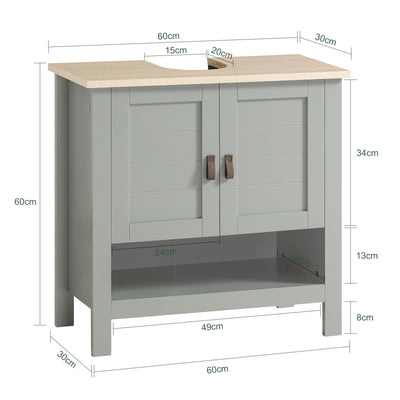 SoBuy BZR69-HG Meuble sous Lavabo, Meuble sous Vasque, Meuble de Salle de Bain, Placard de Rangement, Armoire Salle de Bain