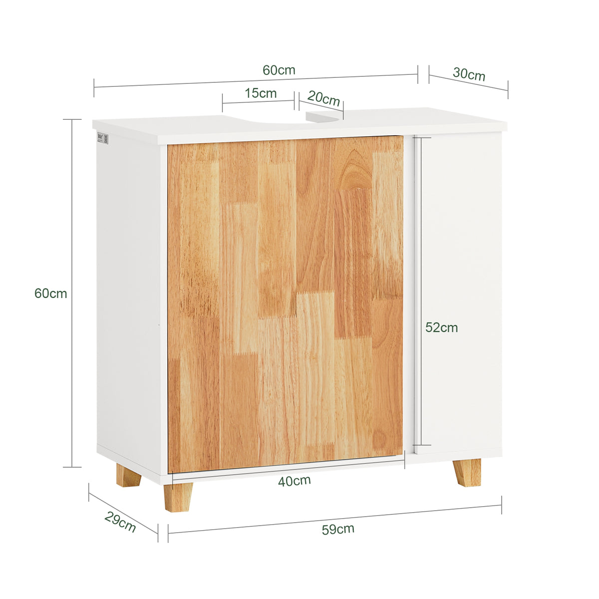 SoBuy BZR75-W Meuble sous Lavabo, Meuble sous Vasque, Armoire Salle de Bain avec Porte et 2 Compartiments Latéral