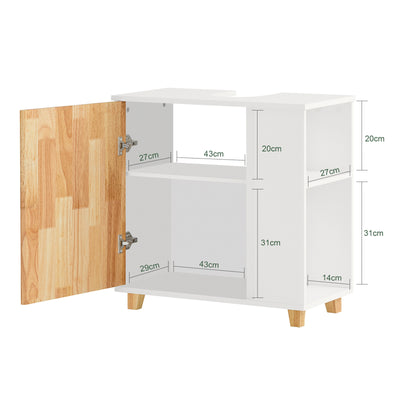 SoBuy BZR75-W Meuble sous Lavabo, Meuble sous Vasque, Armoire Salle de Bain avec Porte et 2 Compartiments Latéral