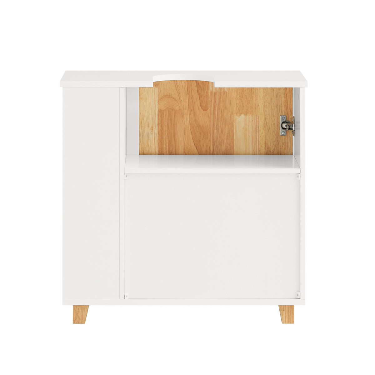SoBuy BZR75-W Meuble sous Lavabo, Meuble sous Vasque, Armoire Salle de Bain avec Porte et 2 Compartiments Latéral