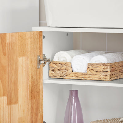 SoBuy BZR75-W Meuble sous Lavabo, Meuble sous Vasque, Armoire Salle de Bain avec Porte et 2 Compartiments Latéral