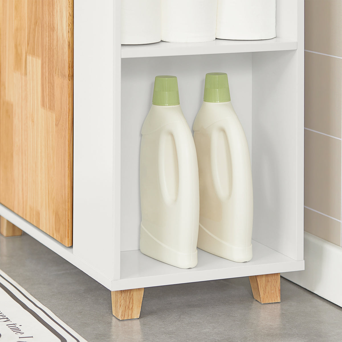 SoBuy BZR75-W Meuble sous Lavabo, Meuble sous Vasque, Armoire Salle de Bain avec Porte et 2 Compartiments Latéral