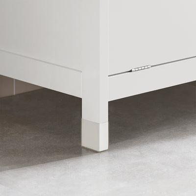 SoBuy BZR77-W Meuble de Salle de Bain avec Paniers à Linge, Armoire à Linge avec 3 Paniers et Tiroir, Armoire de Salle de Bain en Bois, Corbeille à Linge, Blanc, 80x91x38cm