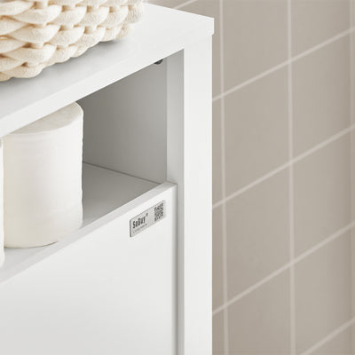 SoBuy BZR83-W Meuble de Rangement Salle de Bain Étroit, Support Papier Toilette, Armoire Toilettes WC avec 2 Paniers Amovibles Rangement Polyvalente