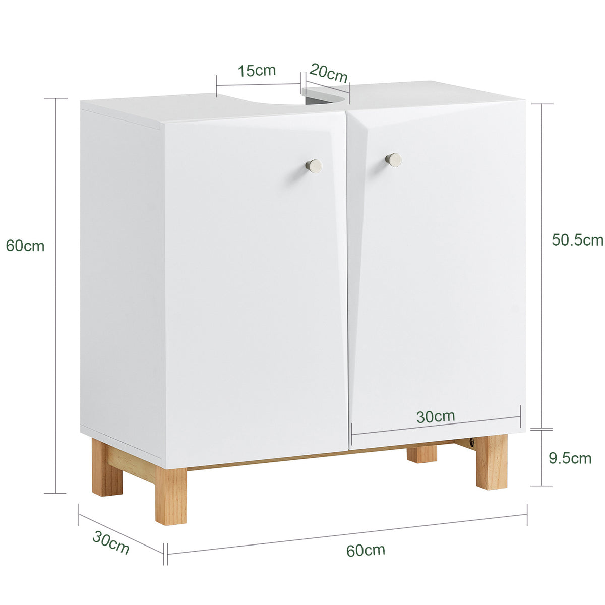 SoBuy BZR92-W Meuble sous Lavabo, Meuble sous évier, Meuble sous Vasque, Armoire Salle de Bain, Placard de Rangement