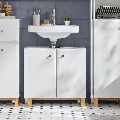 SoBuy BZR92-W Meuble sous Lavabo, Meuble sous évier, Meuble sous Vasque, Armoire Salle de Bain, Placard de Rangement