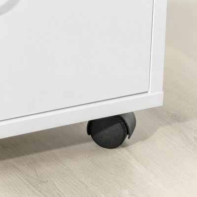 SoBuy FBT106-W Support Imprimante Roulant Bureau Mobile Caisson Meuble de Rangement Bureau avec tiroir et porte Blanc