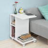 SoBuy FBT48-W Table d'appoint C-Fonctionnelle avec 2 étagères de Rangement & Support pour Tablette, Table Basse Moderne sur roulettes, Blanche