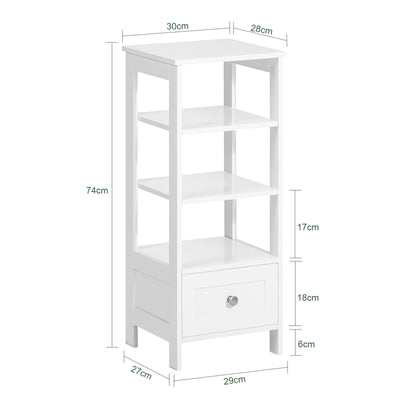 SoBuy FBT91-W Table d’Appoint Haute Bout de Canapé pour Salon Bureau Cuisine en 3 niveaux avec 1 tiroir