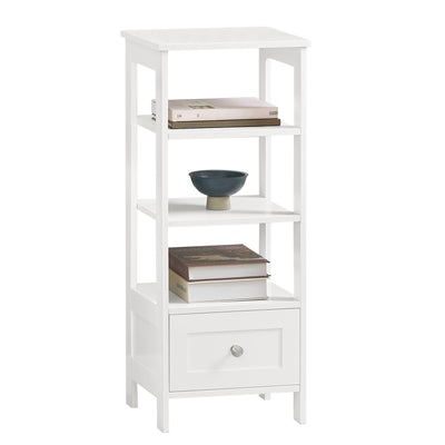 SoBuy FBT91-W Table d’Appoint Haute Bout de Canapé pour Salon Bureau Cuisine en 3 niveaux avec 1 tiroir