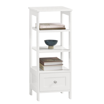 SoBuy FBT91-W Table d’Appoint Haute Bout de Canapé pour Salon Bureau Cuisine en 3 niveaux avec 1 tiroir