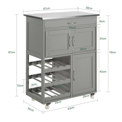 SoBuy FKW45-HG Desserte Chariot de Cuisine de Service Roulant, Meuble Armoire de Rangement Cusine sur roulettes