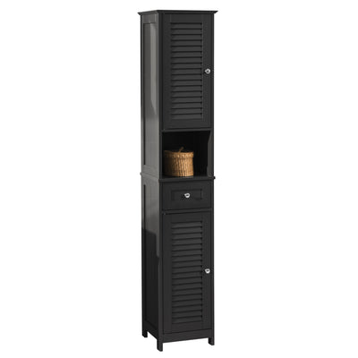 sebuyfr.comG236-DG Meuble Colonne Salle de Bain Armoire Rangement Haute avec 2 Portes, 1 Tiroir et Niche Ouverte Meuble de Range