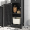 sebuyfr.comG236-DG Colonne Salle de Bain avec 2 Portes, 1 Tiroir et Niche Ouverte, pour Salle de Bain et WC, Rangement Optimisé – L32×P30×H170 cm, Gris Foncé