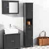 sebuyfr.comG236-DG Colonne Salle de Bain avec 2 Portes, 1 Tiroir et Niche Ouverte, pour Salle de Bain et WC, Rangement Optimisé – L32×P30×H170 cm, Gris Foncé