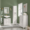 sebuyfr.comG236-W Colonne de Salle de Bain – 32 cm, 2 Portes Persiennes, Tiroir et Niche, Blanc