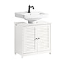 sebuyfr.comG237-II-W Meuble Sous Vasque 60 cm avec Porte à Lamelles – Étagère Réglable, Blanc