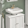 sebuyfr.comG237-II-W Meuble Sous Vasque 60 cm avec Porte à Lamelles – Étagère Réglable, Blanc