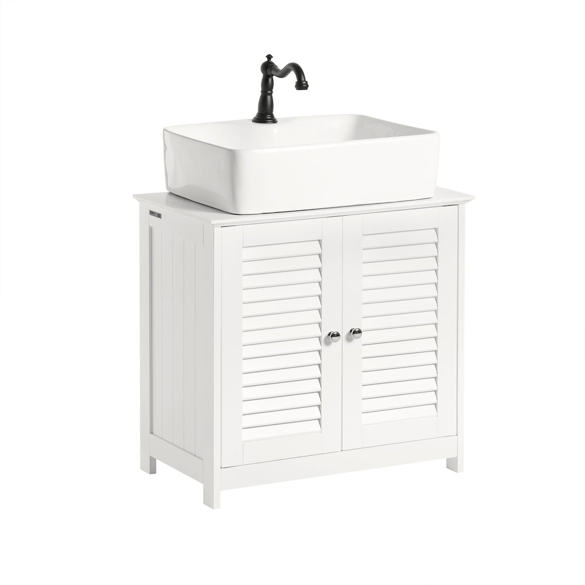 sebuyfr.comG237-W Meuble Sous-Lavabo Meuble de Salle de Bain Vasque, 2 portes et 2 étages