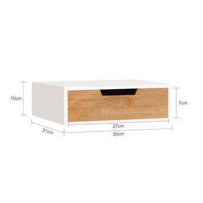 sebuyfr.comG179-WN Boîte à Thé avec Tiroir, Format Compact, Rangement Optimisé, Design Fonctionnel, Usage Quotidien – L31×P30×H10 cm, Bois, Blanc et Naturel