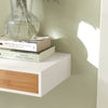 sebuyfr.comG93-WN Étagère Murale avec Tiroir - Étagère Flottante Moderne pour Entrée, Salon, Cuisine & Chambre - Blanc & Nature 60x24x8cm