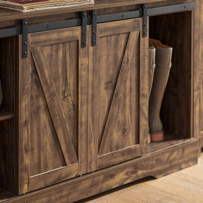 SoBuy FSB60-N Buffet Cuisine avec Porte de Grange Coulissante et 2 Étagères Réglables – L120×P40×H70 cm, Charge 50 kg, Panneaux E1, Naturel