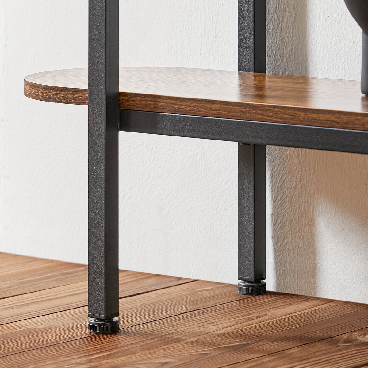 SoBuy FSB67-WS Table d’Appoint avec 2 Compartiments, Style Industriel, Design Fonctionnel, Usage Quotidien, Format Pratique – L110×P25×H86 cm, Noyer et Noir
