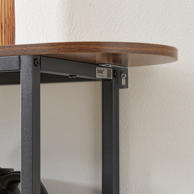 SoBuy FSB67-WS Table d’Appoint avec 2 Compartiments, Style Industriel, Design Fonctionnel, Usage Quotidien, Format Pratique – L110×P25×H86 cm, Noyer et Noir