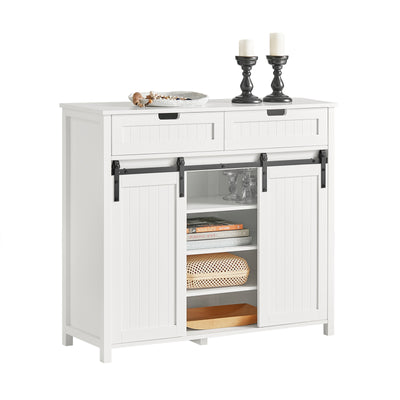 SoBuy FSB74-W Meuble d’Entrée avec Rangement Chaussures Intégré – 2 Portes Coulissantes et 2 Tiroirs – Entrée Organisée – 104