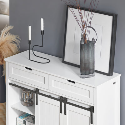 SoBuy FSB74-W Meuble d’Entrée avec Rangement Chaussures Intégré – 2 Portes Coulissantes et 2 Tiroirs – Entrée Organisée – 104x35x93 cm Blanc
